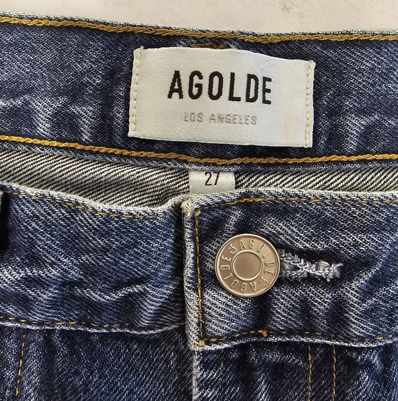 AGOLDE Cooper High Rise Cargo Relaxed Straight Leg Dark Blue Jeans 27 Preowned - Picture 9 of 10